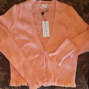 For Love And Lemons Peach Cardigan Sweater